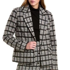Bagatelle Women's Boxy Fit Blazer Black Confetti Metallic Threading Size Large